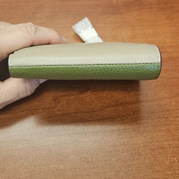 Kate Spade Ava Colorblock Pebbled Leather Zip Bifold Wallet Green Jungle Vine - Picture 3 of 6